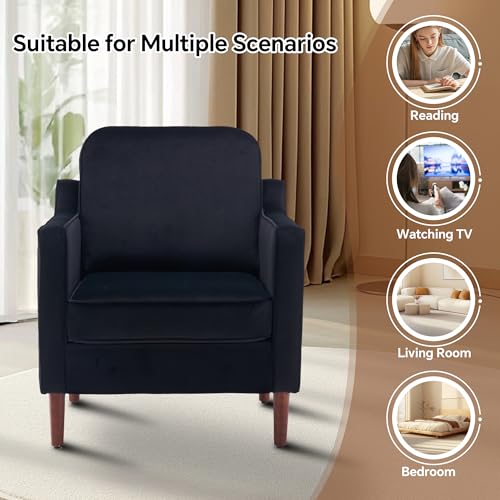 Sillón estilo medio siglo terciopelo negro miniatura 7