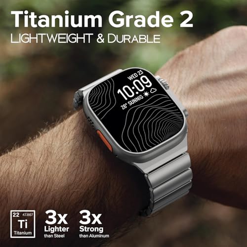 Image of CHANCHY Titanium Band Compatible with Apple Watch Ultra 3 /2 /1 Band 49mm 46mm 45mm 44mm 42mm, Luxury Band Titanium Silicone Dual-Layer Link for Men iWatch Series 11 10 9 8 7 6 5 4 SE
