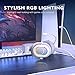 FIFINE USB Gaming Headset, PC Headphones Wired with Microphone for Computer/Laptop, Over-Ear RGB Headset with 7.1 Surround Sound, Noise Cancellation for Streaming Video Game- AmpliGame H6 (White)