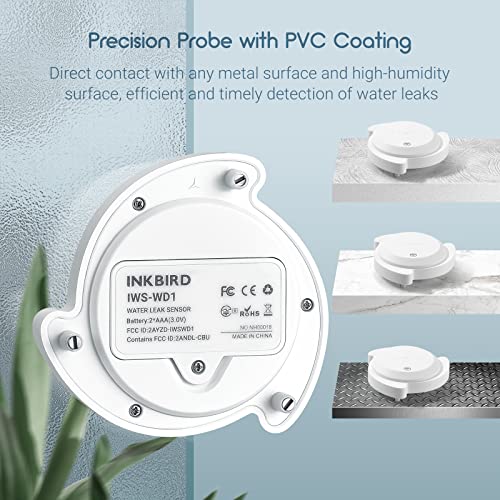 Inkbird Iws-Wd1 Wi-Fi Water Leak Sensor, Ip67 Waterproof, Real-Time Alerts And Notification Messages, Smart Dripping Leaking Detector For Bathrooms, Kitchens, Balconies, Attics, And More #TOP5