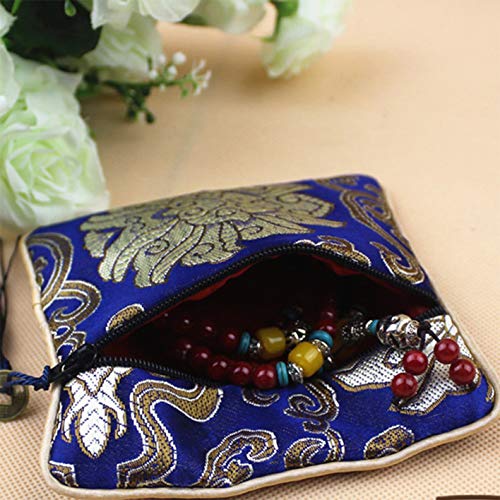 Monederos de brocado NHW EAVOQLB bolsas tradicionales con flecos y cremallera para joyas 6