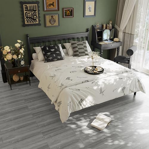 Vinylboden Selbstklebend PVC Bodenbelag Selbstklebende Fliesen Vinyl Holzoptik Bodenaufkleber Wasserdicht Verschleißfest für Küche Wohnzimmer Badezimmer Grau Holz 15X90cm 10pcs