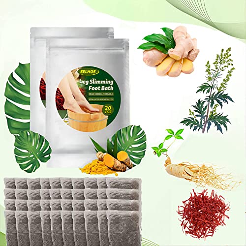 Paquete de Remojo de Pies, Lymphatic Drainage Ginger Foot Soak, 40PCS Natural Mugwort Herb Foot Soak, Leg Slimming Foot Bath,Foot Reflexology SPA Relax Massage, Foot Bath Chinese Herbs Powder Cover