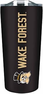 Campus Colors NCAA Stainless Steel Double Walled Insulated Tumbler with Slider-Top Lid (Wake Forest Demon Deacons - Black, 18oz)
