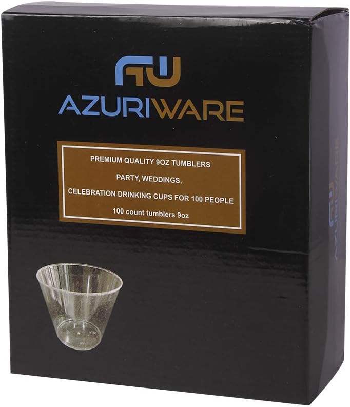 100 Count 9oz Disposable Silver Glitter Clear Plastic Cup /Old Fashioned Tumblers/Wedding Cups/Party Cocktail Cups