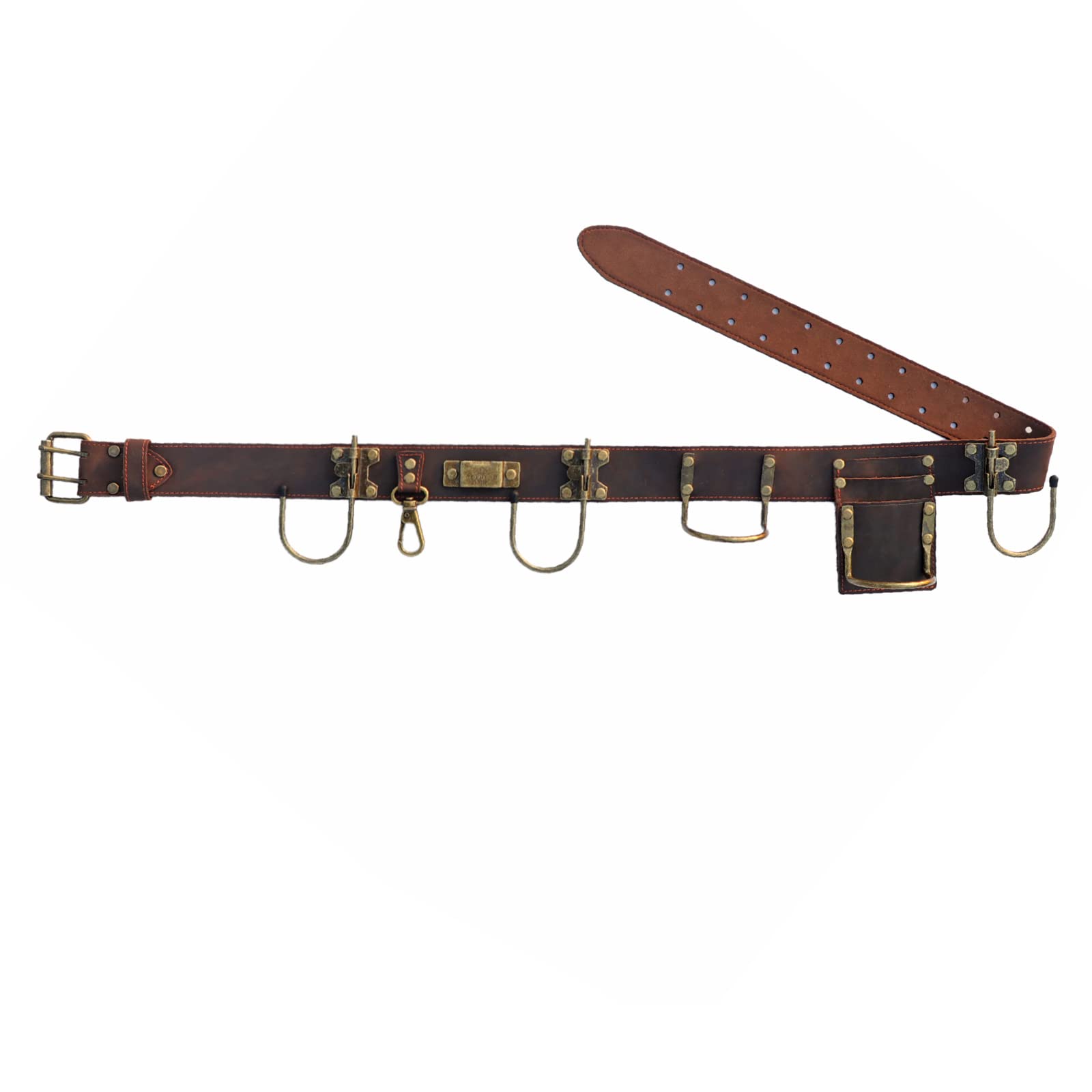 TourbnTOURBON Adjustable Genuine Leather Tool Belt Hammer Hatchet Holder Tape Measure Drill Holster for Outdoor Carpenters