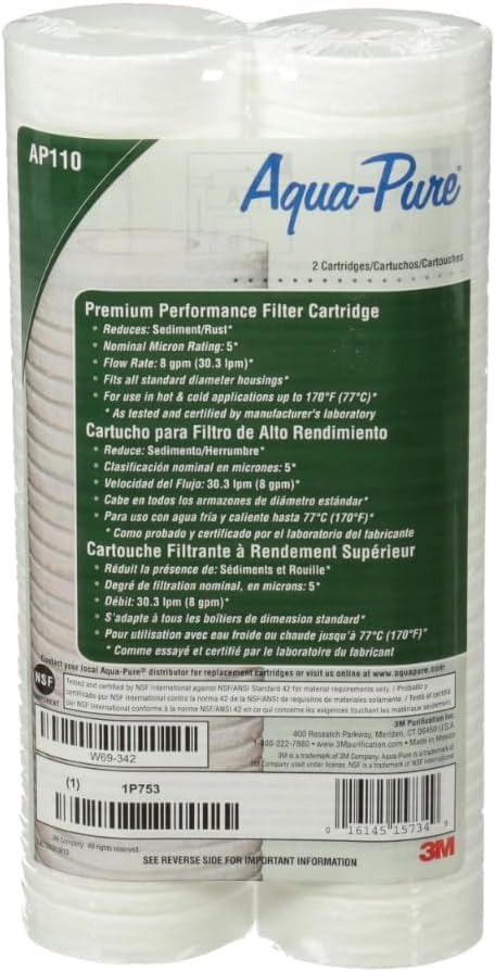 3M Aqua-Pure AP100 Series Whole House Water Filter Cartridge AP110, 1 Count (Pack of 5)