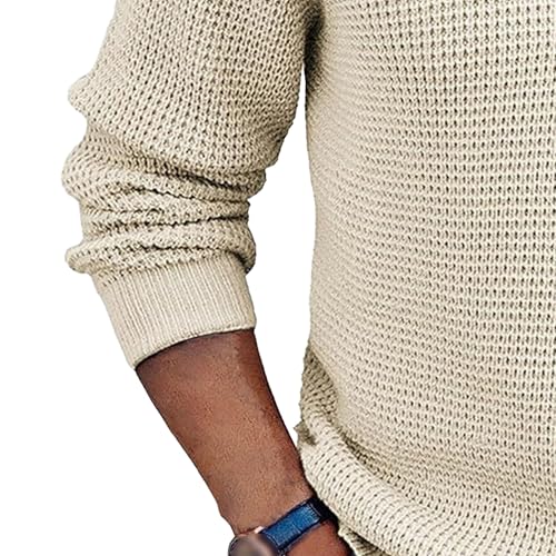 Mens Solid Round Neck Sweater Classic Cotton Neck Knitted Long Sleeve Casual Slim Fit Pullover Sweaters2