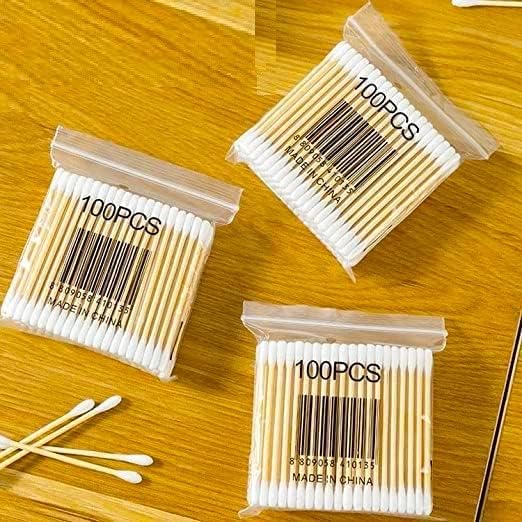 GNR Wooden Buds Double Head Tips Stick Natural Pure Bamboo Cotton Swabs Ear Cleaning Buds - 1000 Pcs-image-43