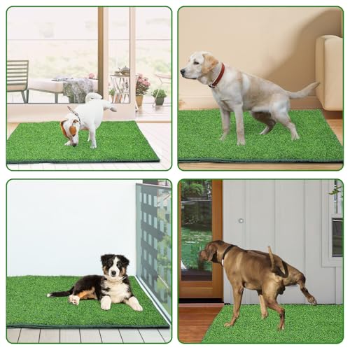 Image of Dog Grass Mat with Pee Pad - 23.6x34.6in High Absorbent Dog Litter Box Toilet, Waterproof Washable Reusable for Small Medium Large Dogs Potty Training Indoor Balcony Porch