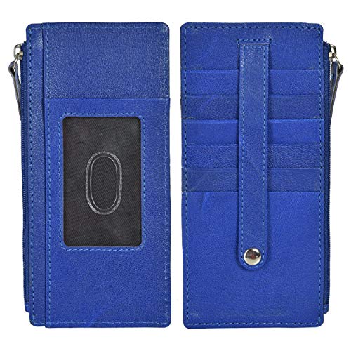 Étui portefeuille Leatherboss bleu mince sangle carte bancaire