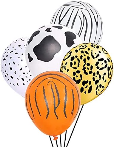 Jungle Safari Animal Balloons,Jungle Safari Them Party Decorations, 50 PCS Safari Zoo Animals Party Supplies Jungle Birthday Party Birthday Decorations Tiger Leopard Cow Zebra Dalm