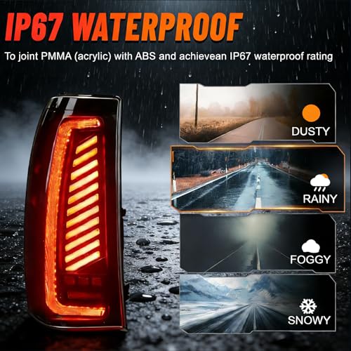 Image of Sequential Led Tail Lights Fit for 1999-2002 Chevy Silverado 1500 /2500,1999-2006 GMC Sierra 1500 /2500 /3500, Starting Animated Dynamic Turn Signal,Reverse Light,Brake Light,Rear Light Assembly, Smoked