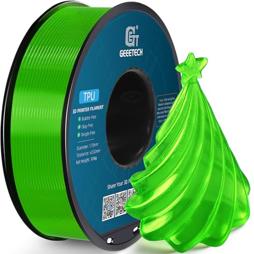 Image of Geeetech TPU Filament 1.75mm, 95A Flexible 3D Printer Filament with High Elasticity, 1KG (2.2lbs) Spool, Dimensional Accuracy ±0.03mm, Fits Most FDM Printers (Clear Green)
