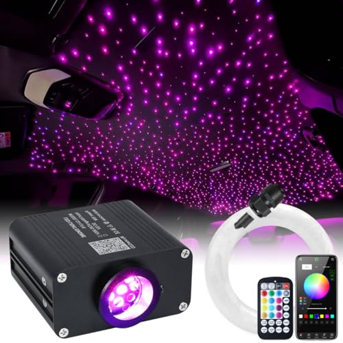 Image of 16W Car Home Starlight Headliner Kit, Twinkle & Sound Activate RGBW Fiber Optic Lights with APP & Remote Control, Star Lights for Ceiling Decoration, 550 pcs 13.1ft