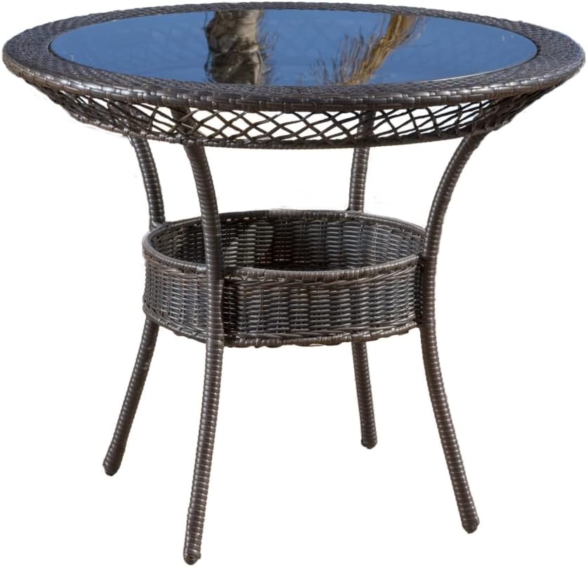 Christopher Knight Home Corsica PE Round KD Dining Table, Multibrown Patio, Lawn