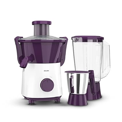 Philips Juicer Mixer Grinder HL7567/01 500 Watt with 2 Jars- 1 Blend & Carry Jar & 1 SS Multipurpose Jar (Aubergine/Purple)