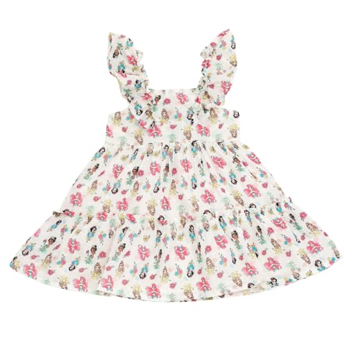 Disney Princess Big Girls' Sleeveless Ruffle Tiered Allover Print Sundress Tusk 8 - image 1