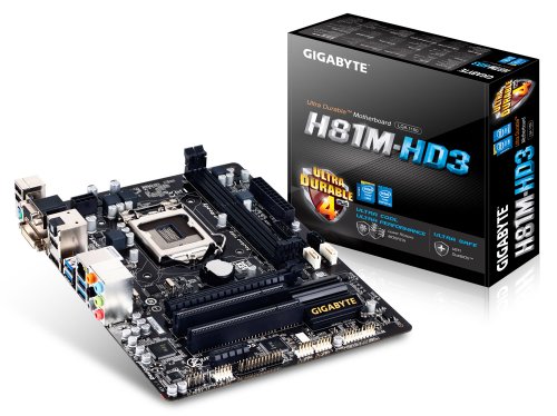 Gigabyte GA-H81M-HD3 Mainboard Sockel LGA 1150 (Micro-ATX, Intel H81, 2X DDR3 Speicher, 2X SATA III, DVI-D, HDMI, USB 3.0)