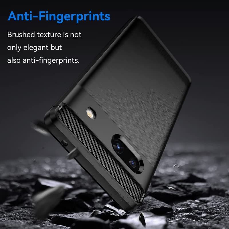 Image of NPRC Hybrid Ultra Slim Protective Case TPU Non-Slip Carbon Fiber Texture Shockproof Case Cover for Google Pixel 7A - Black