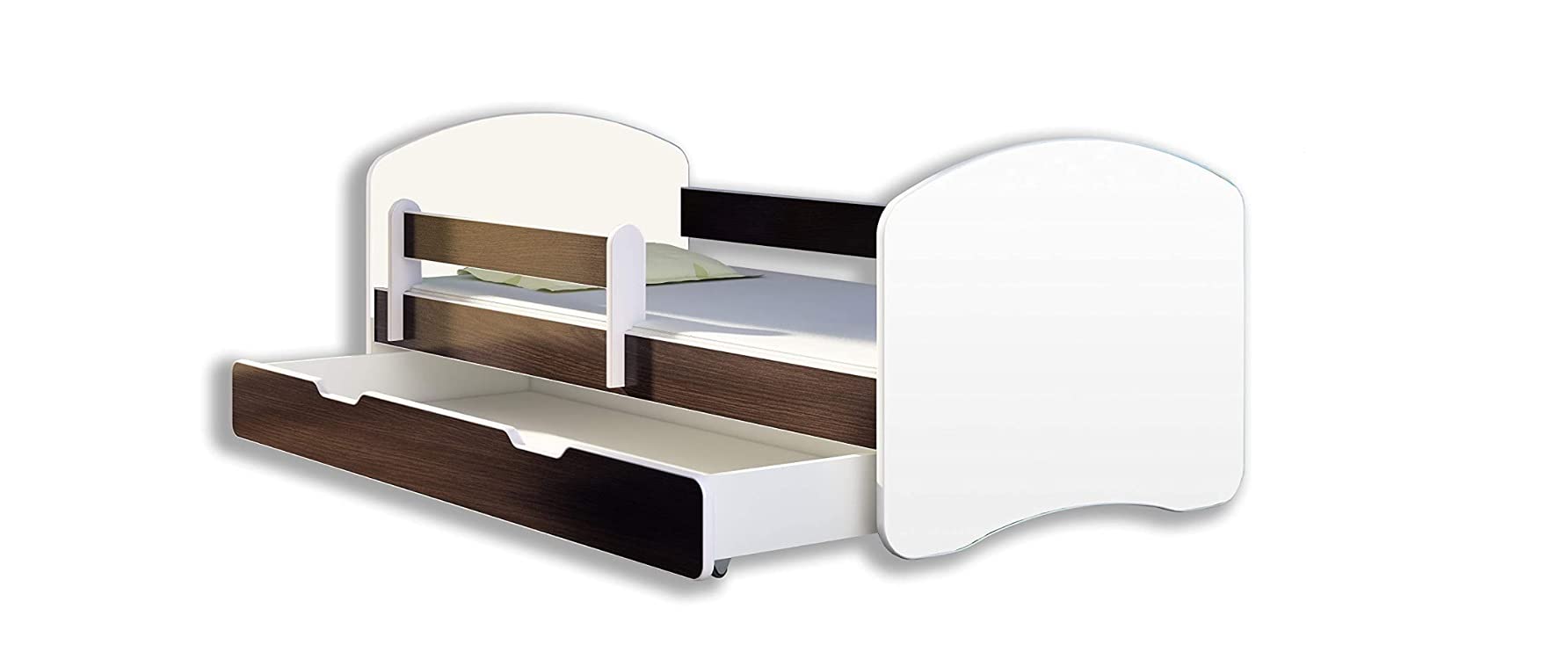 BDW Lettino per bambini con cassetto e materasso in legno wengé 160 x 80 || miglior prezzo ||