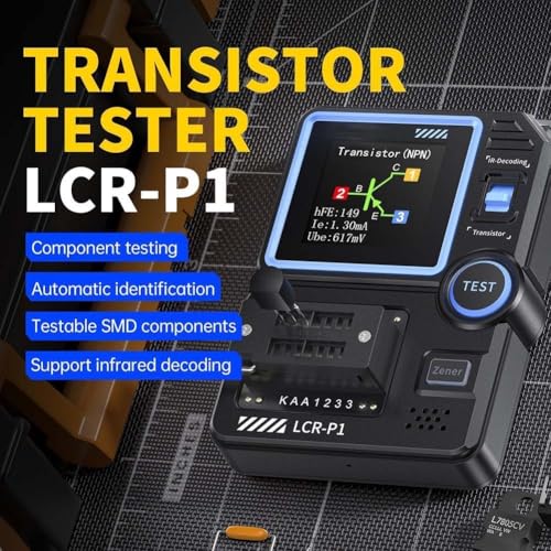 ZYWUOY LCR-P1 Transistor-Tester, Multifunktionales Dioden-Trioden-Kapazitätswiderstandsmessgerät LCR ESR Messgerät Testinstrument mit 3,6 cm Display