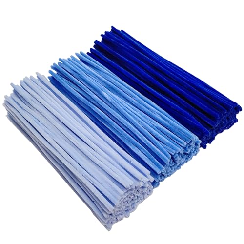 Yyueng Tak 300 Piezas Limpiapipas Chenilla Azul 30cm X 6mm ,Limpiapipas Azul Para Manualidades: Para Hacer Flores, Animales, Decoraciones Para El Hogar Y Actividades Creativas,Blue Pipe Cleaner