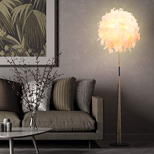 YUNYODA Feather Light Shade for Ceiling Pendant Light, Fluffy Lamp Shade Lampshade Lightshade for Table Lamp Floor Lamp Living Room Bedroom Wedding Party Decoration (Without E27 Light Bulb)