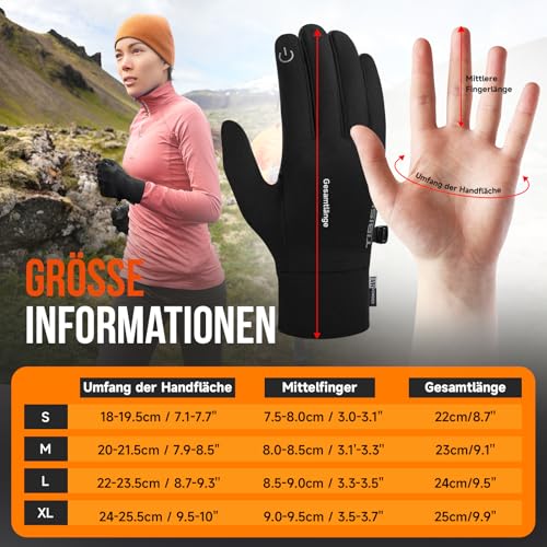 PULIOU Handschuhe Herren Damen Winter Warme Fahrradhandschuhe Winterhandschuhe Fahrrad Handschuhe Sporthandschuhe Laufhandschuhe Touchscreen Winddichte rutschfest Elastisch L