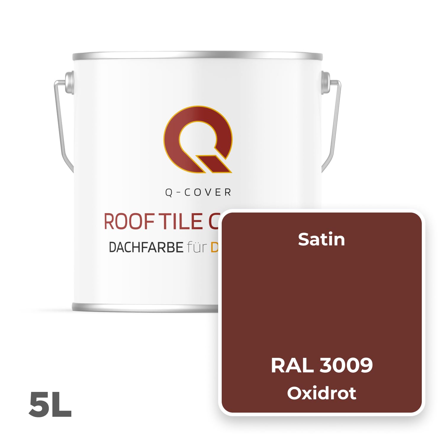 Dachfarbe Satin Oxidrot RAL 3009 5L | wetterfest UV-beständig elastisch für Dachziegel Beton Zement Eternit Renovierung