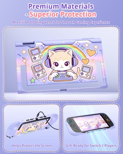 Image of FASTSNAIL Switch 2 Protective Case with Ergonomic Grip for Joycon 2(Purple)