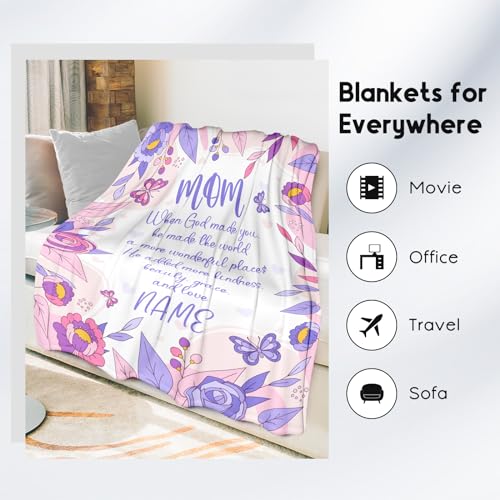 Personalized Blanket Gifts for Mom from Daughter Son - Cozy Soft Fleece 30x40 Inch Throw Blankets - Gift Mom a Colorful Blanket for Festivals Holidays