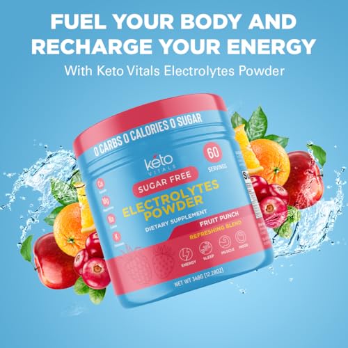 Image of Keto Vitals Keto Electrolytes Powder | Keto-Friendly Electrolytes with Potassium, Magnesium, Sodium, Calcium | Electrolytes Sugar Free | Supplement Energy Drink Mix | Zero Calories, Zero Carbs