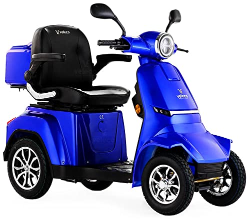 VELECO GRAVIS - dispositivo de movilidad de 4 ruedas - batería de iones de litio extraíble - completamente ensamblado y listo para usar - iluminación LED completa - alarma (Azul)