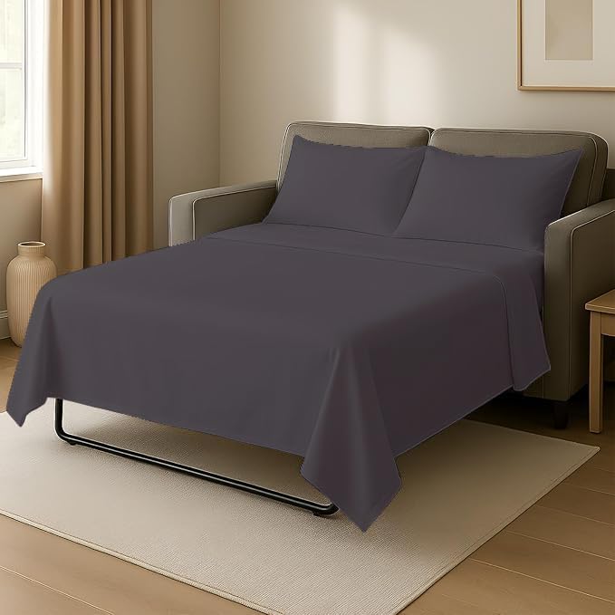 Miniatura 2 de GOKOCO Juego de sábanas de 4 piezas, 100% algodón, 800 hilos, se adapta a colchones de hasta 5 pulgadas, tamaño Queen (60 x 74 pulgadas), color gris