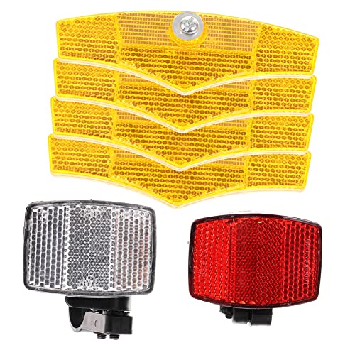 Abaodam Bike Reflectors Kit 6pcs Set Front and Rear Reflectors White and Red Road Mountain Bike Accessories Wheel Lights for Tire Night Riding Reflective Lights