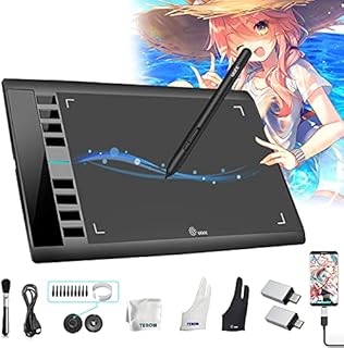 Drawing Tablet UGEE M708 V2 10x6 Inch Ultrathin Graphics Art Pad with 8 Hot Keys 8192 Level Battery-Free Stylus Support Win/Mac/Android for Paint, Creation Sketch, Online Teaching
