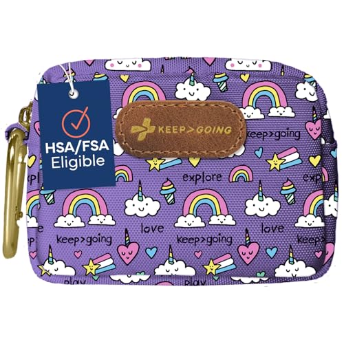 Image of KeepGoing Small Travel First Aid Kit Kids – 60 Pc. Mini First Aid Kit for Purse, Diaper Bag, & Backpack with Latex-Free Bandages – 4 Oz., & 4.5 x 3.5 x 2 in, TSA-Approved