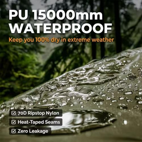 GOLDCAMP Bushcraft Emergency Camping Tarp,70D Nylon 10X13.2FT Hammock Rain Fly ,UV 50+ and PU15000mm Tent Tarp Shelter Canopy,Heavy Duty Multifunctional Sun Shade Essentials for Hiking (10X13.2ft) - image 2
