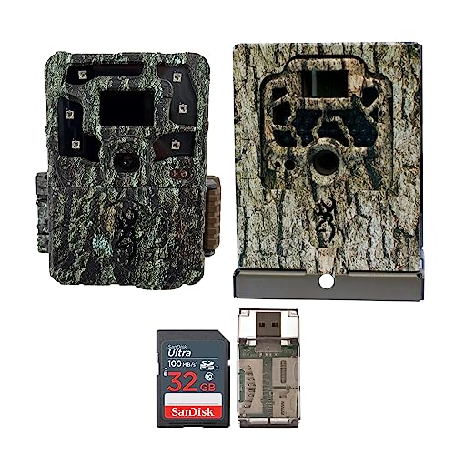 Browning Trail Cameras Strike Force Pro X Cellular Game Camera with Infrared Night Vision, Wildlife Motion-Activated Bundle with Memory Card, Security Box, and USB Card Reader (4 Items) - Browning