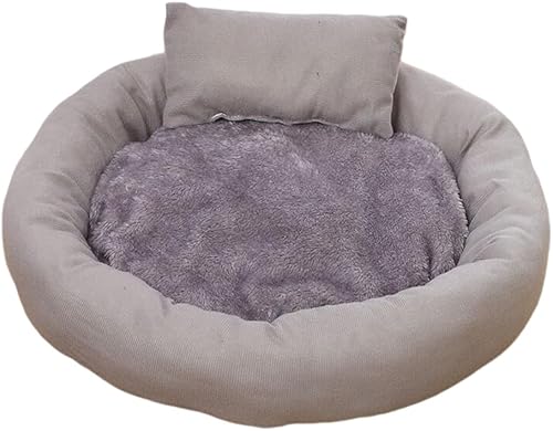Cama redonda en forma de dona para gatos y perros, cama lavable para mascotas pequeñas con almohada, antiansiedad, cama redonda de felpa esponjosa
