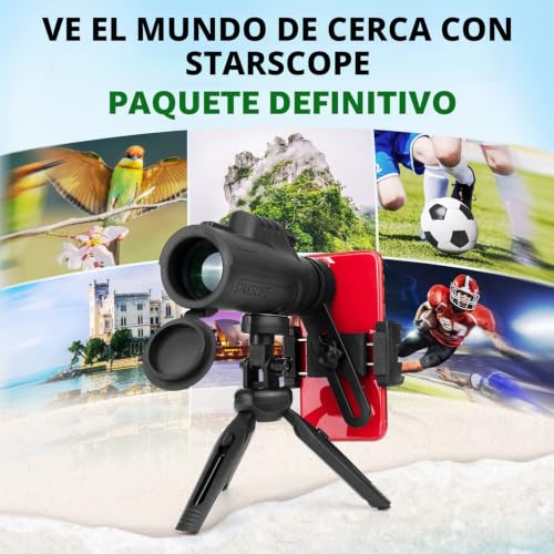 Telescopio monocular 10x42 con trípode y adaptador móvil para smartphones Android e iPhone 6