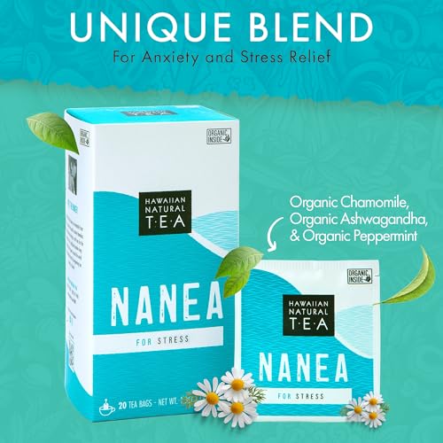 Image of Nanea Chamomile Tea, Caffeine-Free Herbal Tea, All-Natural and Wellness Tea, Calming Hot Tea, Vegan and Keto-Friendly, 60 Tea Bags, 36 g -Hawaiian Natural Tea