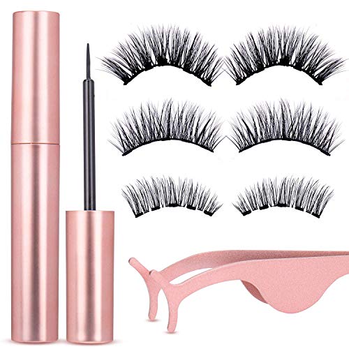 Magnetic Eyeliner and Lashes Kit, Magnetic Eyeliner for Magnetic Lashes Set, With Reusable Lashes [3 Pairs]