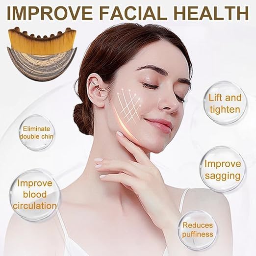 Image of Lymphatic Contour Face Brush for Sculpting & Drainage - Facial Massager for Jawline, Chin & Neck - Reduces Puffiness, Promotes Detox & Lift - Soft Bristles, Improves Skin Glow, Includes Travel Case - Pack of 1