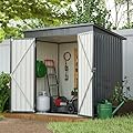 CHUNLY 6 x 4 ft Outdoor Storage Shed with 2 Double Hinged Door & Floor Base, All Weather Tool Shed Outdoor Storage Lockable Garden Shed Storage Room for Garden Patio Backyard Lawn Black