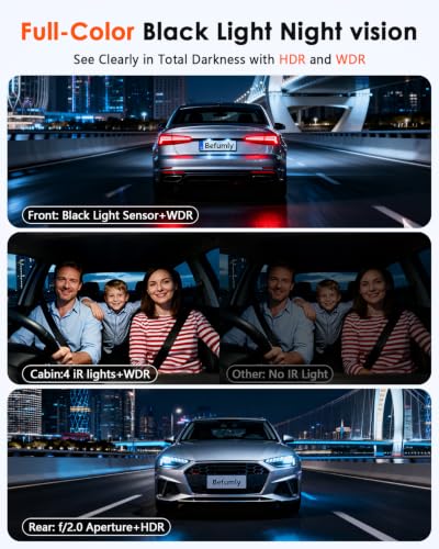 Image of 3-Channel Dash Cam 4K for Car: Front, Rear & Inside Dash Camera with 5GHz WiFi & GPS - 24H Parking Mode, 64GB Card for Rideshare Driver