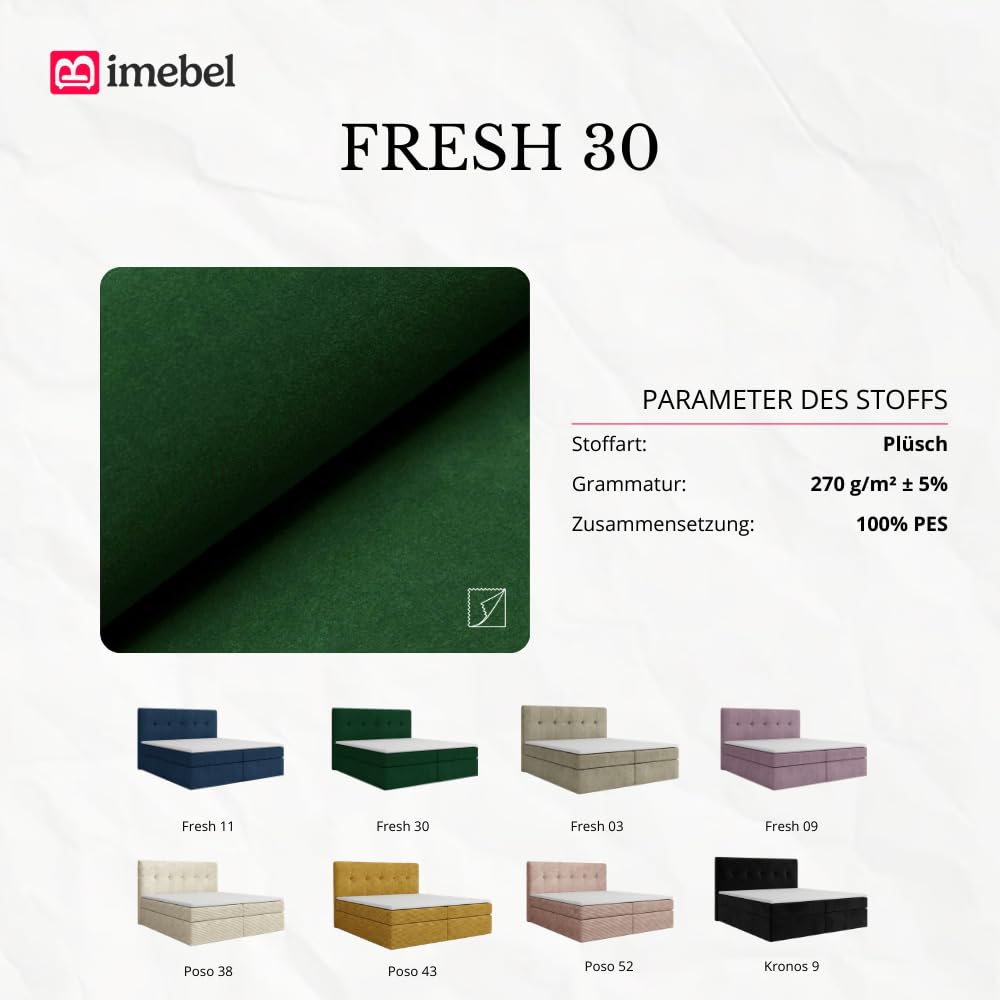 Boxspringbett Holly 200x200 cm mit Bonnell-Matratze H3 und 3 cm Topper – 2 Bettkästen – Samt Velours Polsterbett mit gestepptem Kopfteil – Doppelbett mit Stauraum