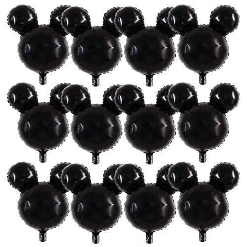 Vuzvuv 12pcs 24 Inches Round Head Foil Balloons Black Foil Balloon for Red Black Birthday Party Theme Party Decoration Graduation Party Supplies