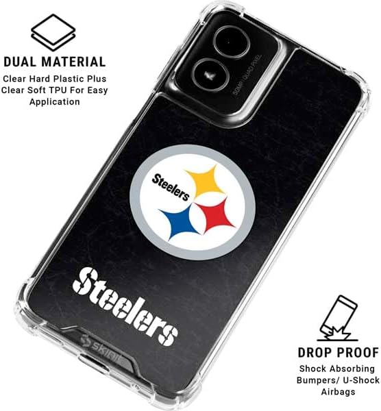 Skinit Clear Phone Case Compatible with Moto G Power 5G (2024) - Officially Licensed NFL Pittsburgh Steelers Distressed Design